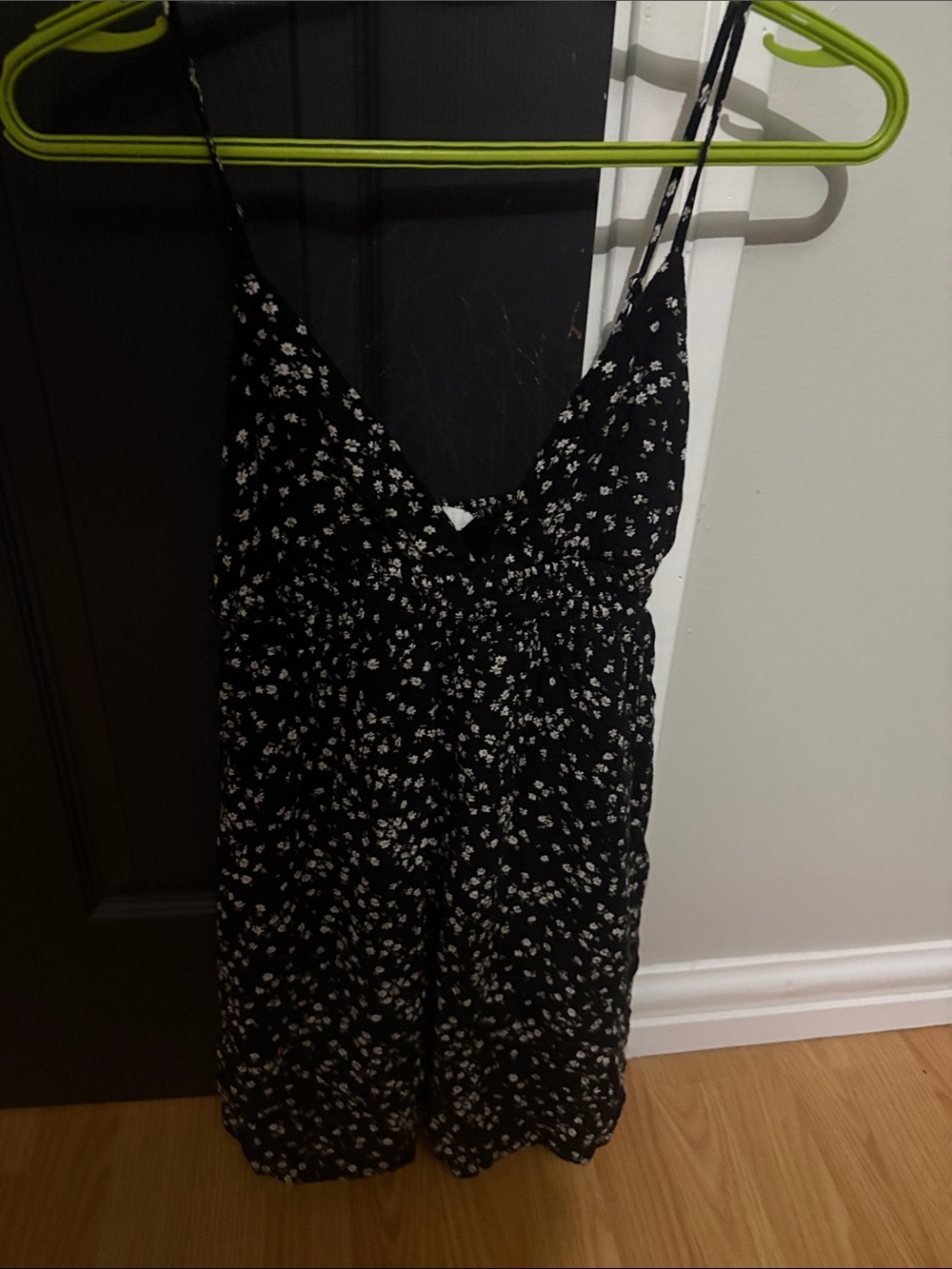 Garage Black Floral Spaghetti-Strap Romper